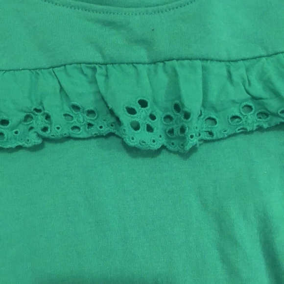 Green long sleeve T-shirt with eyelet ruffle, 18M - Picture 2 of 5